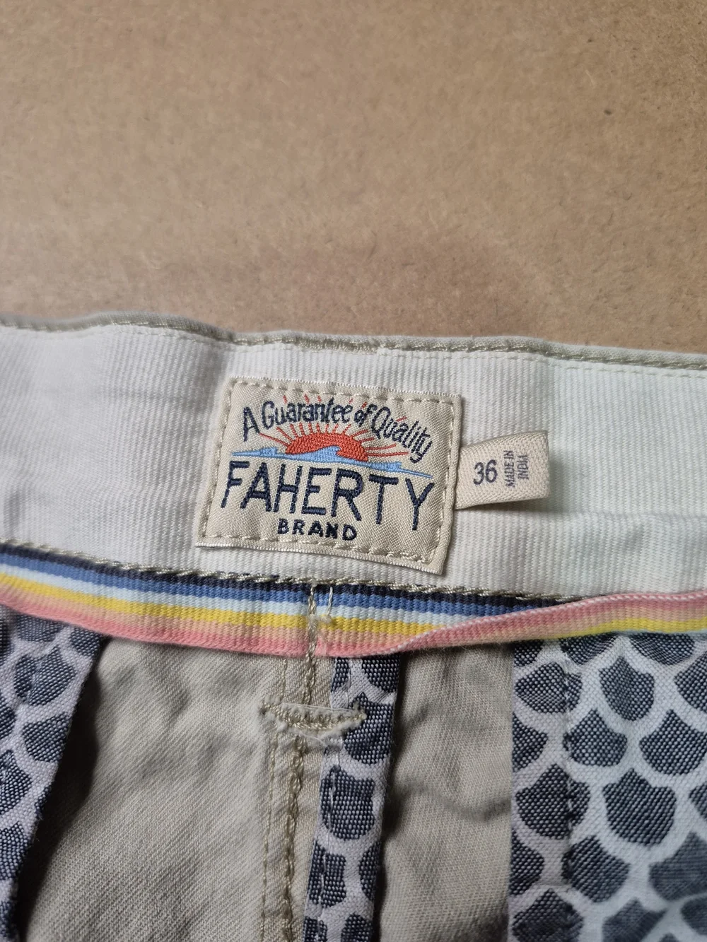 Faherty Light Cream Flat-Front Men's Shorts 4200/7